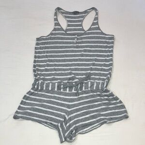 GAP medium women’s romper - cotton gray/ White nautical Striped Jumpsuit